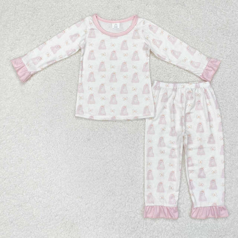 GLP1311 Bamboo Halloween Ghost Pink Girls Pajamas Set