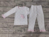 GLP1311 Bamboo Halloween Ghost Pink Girls Pajamas Set