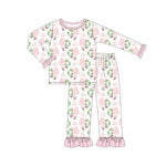 GLP1320 Bamboo Christmas Santa Pink Girls Pajamas Set