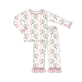 GLP1320 Bamboo Christmas Santa Pink Girls Pajamas Set