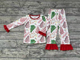 GLP1321 Bamboo Christmas Trees Cake Red Girls Pajamas Set