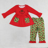 GLP1322 Christmas Green Animal Red Leopard Girls Set