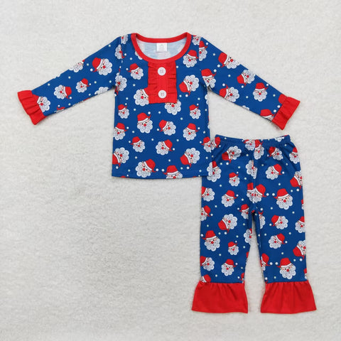 GLP1324 Bamboo Christmas Santa Stripe Girls Pajamas Set