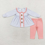 GLP1330 embroidery Christmas Gingerbread Pink Girls Set