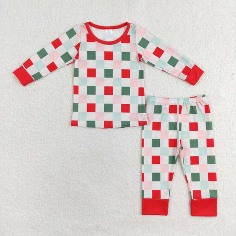 GLP1352 Christmas Red Plaid Boys Pajamas Set