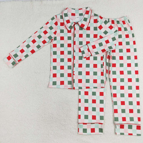 Preorder GLP1353 Christmas Red Plaid Buttons Adult Women Pajamas Set