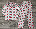 Preorder GLP1353 Christmas Red Plaid Buttons Adult Women Pajamas Set