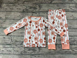 GLP1356 Bamboo Autumn Flower Orange Girls Pajamas Set