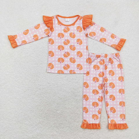 GLP1362 Bamboo Pumpkin Orange Girls Pajamas Set