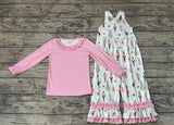 GLP1368 Christmas Soldier Trees Pink Overall Girl's Set