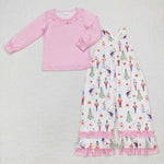 GLP1368 Christmas Soldier Trees Pink Overall Girl's Set