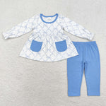 GLP1383 Tie Bow Blue Girls Set