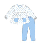 GLP1383 Tie Bow Blue Girls Set