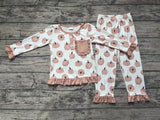 GLP1402 Bamboo Pumpkin Plaid Girls Pajamas Set