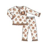 GLP1402 Bamboo Pumpkin Plaid Girls Pajamas Set