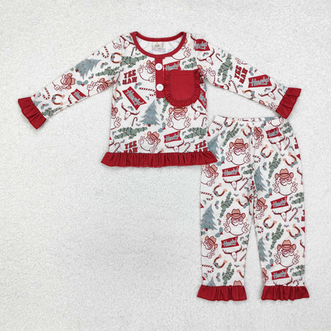 GLP1414 Bamboo Christmas Santa Howdy Girls Pajamas Set