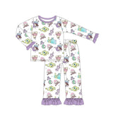 GLP1424 Bamboo Cartoon Monsters Girls Pajamas Set