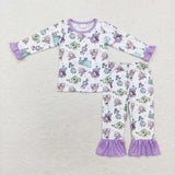 GLP1424 Bamboo Cartoon Monsters Girls Pajamas Set