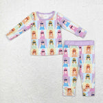 GLP1426 Bamboo Fashion Singer Star Purple Girls Pajamas Set