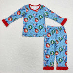 GLP1447 Christmas Blue Dog Girls Pajamas Set