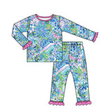 GLP1481 Bamboo Flower Pink Girls Pajamas Set