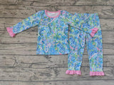 GLP1481 Bamboo Flower Pink Girls Pajamas Set