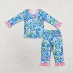 GLP1481 Bamboo Flower Pink Girls Pajamas Set