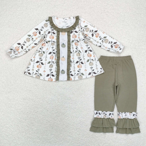 GLP1499 Embroidery Pumpkin Green Girls Set