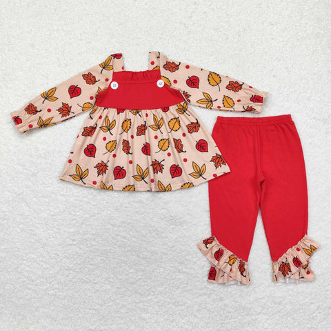 GLP1503 Autumn Orange Maple Leaf Girls Set