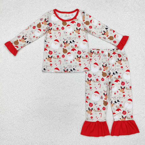 GLP1508 Bamboo Christmas Santa Gift Girls Pajamas Set