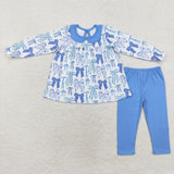 GLP1517 Tie Bow Blue Girls Set