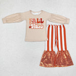 GLP1527 Fall Vibes Orange Stripe Sequin Girls Set