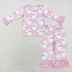 GLP1534 Bamboo Christmas Santa Pink Girls Pajamas Set