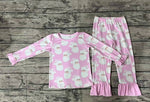 GLP1534 Bamboo Christmas Santa Pink Girls Pajamas Set