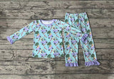 GLP1535 Bamboo Christmas Cartoon Blue Dog Girls Pajamas Set