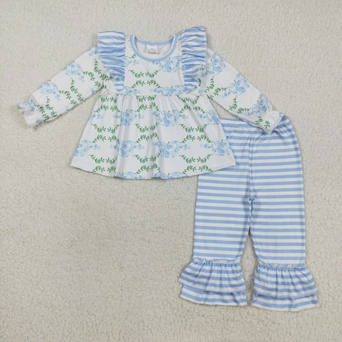GLP1548 Pumpkin Tie Bow Blue Girls Set