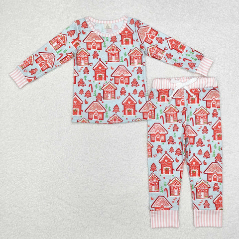 GLP1582 Bamboo Christmas House Gingerbread Girls Pajamas Set