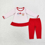 GLP1596 Embroidery Christmas Santa Milk Cookie Girls Set