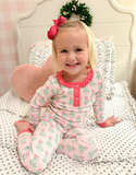 GLP1610 Bamboo Christmas Trees Pink Girls Pajamas Set