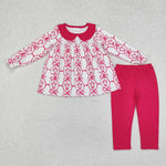 GLP1623 Flower Tie Bow Pink Girls Set