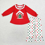 GLP1643 Christmas House Dots Red Girls Set