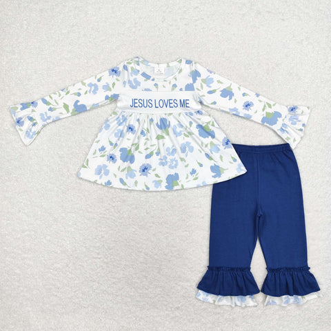 GLP1669 Jesus Loves Me Blue Girls Set