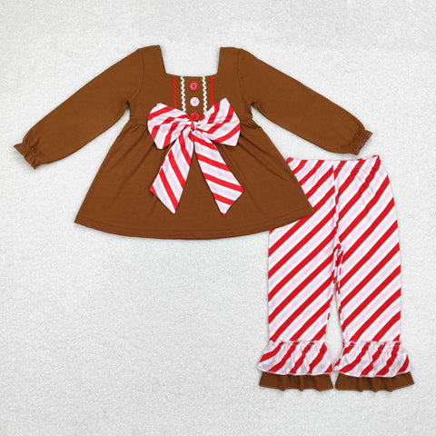 GLP1682 Christmas Brown Bow Girls Set