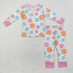 GLP1694 Bamboo Smiley Face Pink Girls Pajamas Set