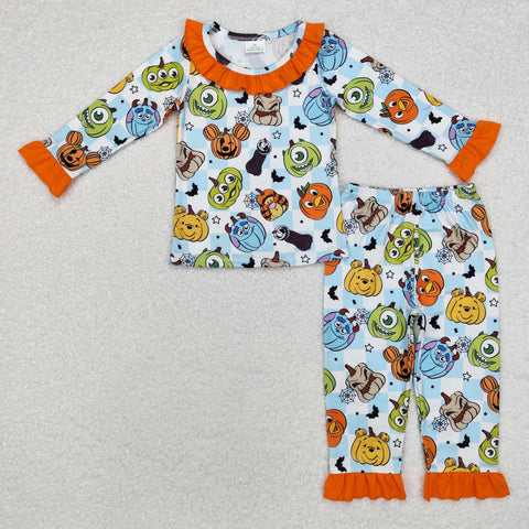 GLP1738 Halloween Cartoon Pumpkin Girls Pajamas Set