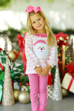 GLP1739 Embroidery Christmas Santa Pink Girls Set