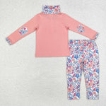 GLP1750 Flower Floral Pink Pullover Girls Set