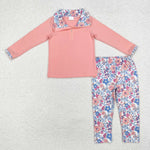 GLP1750 Flower Floral Pink Pullover Girls Set