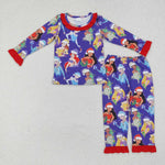 GLP1782 Christmas Cartoon Princess Purple Girls Pajamas Set