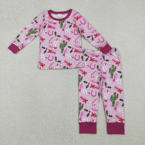 GLP1783 Christmas Western Cowgirl Boots Gift Girls Pajamas Set